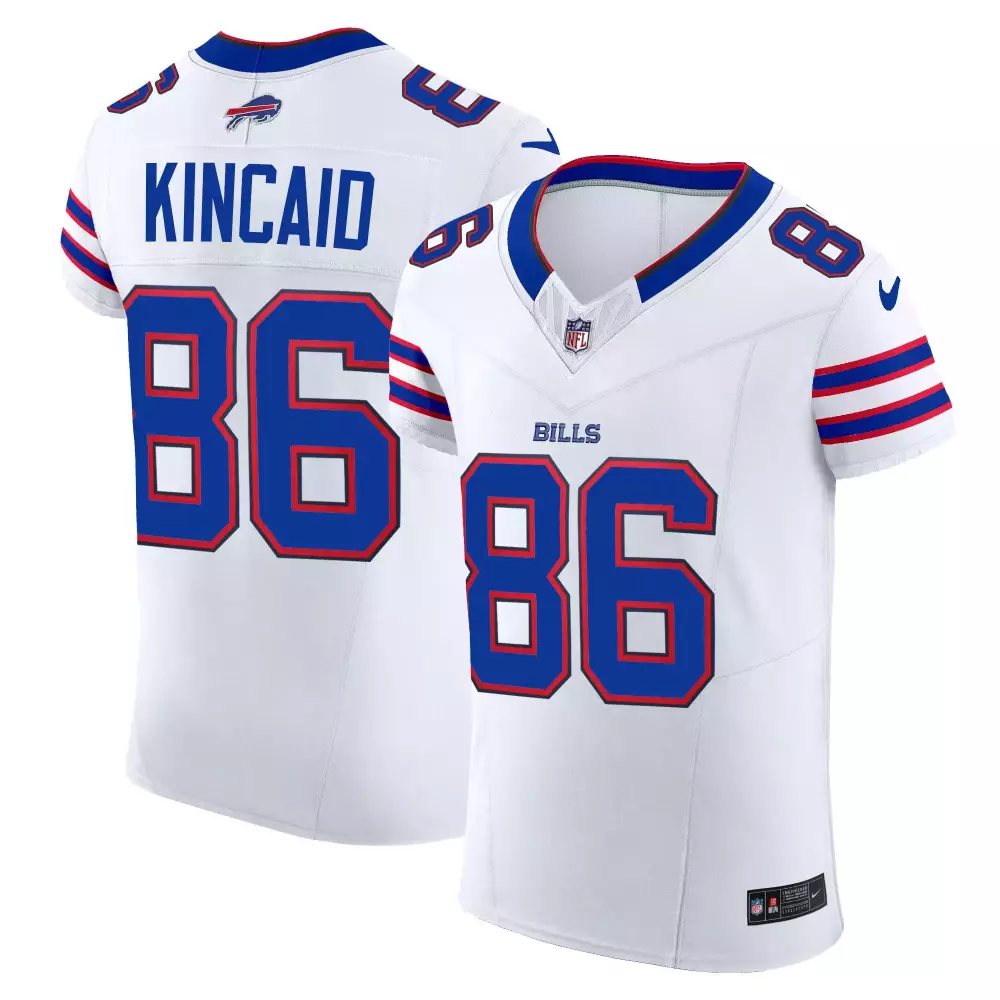 Dalton Kincaid 86 Buffalo Bills Jersey White Men Blue Red Vapor Elite All Stitched