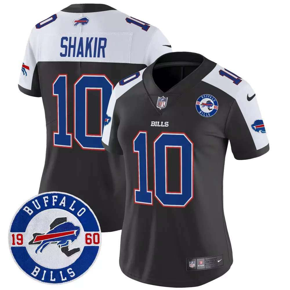 Khalil Shakir 10 Buffalo Bills Jersey Gray 1960 Women NFL Alternate Blue White Vapor