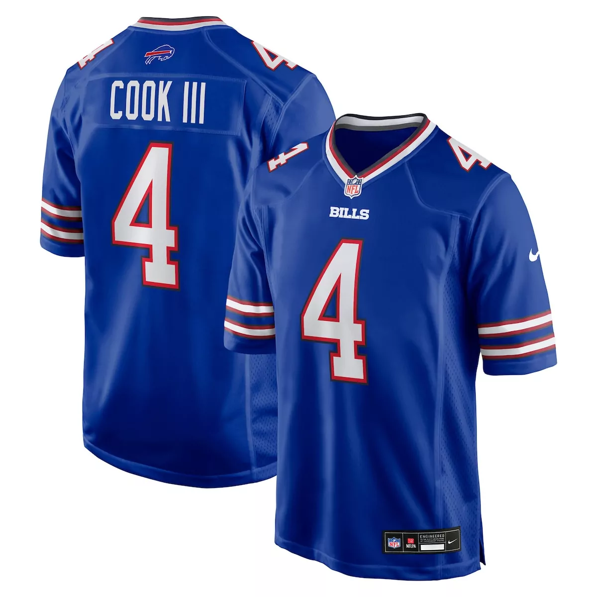 James Cook 4 Bills Jersey Blue Men Player White Red Game