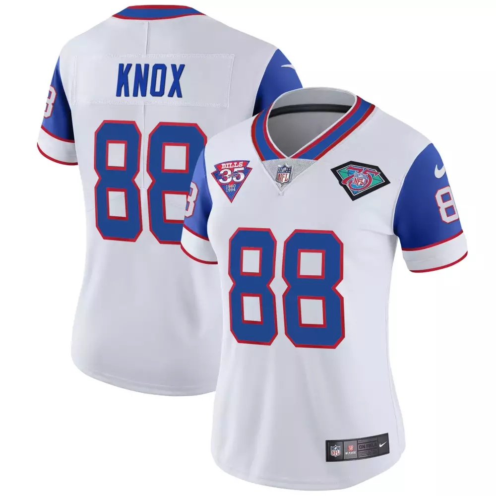 Dawson Knox 88 Bills Jersey White NFL 75TH Anniversary Women Blue Red Throwback All