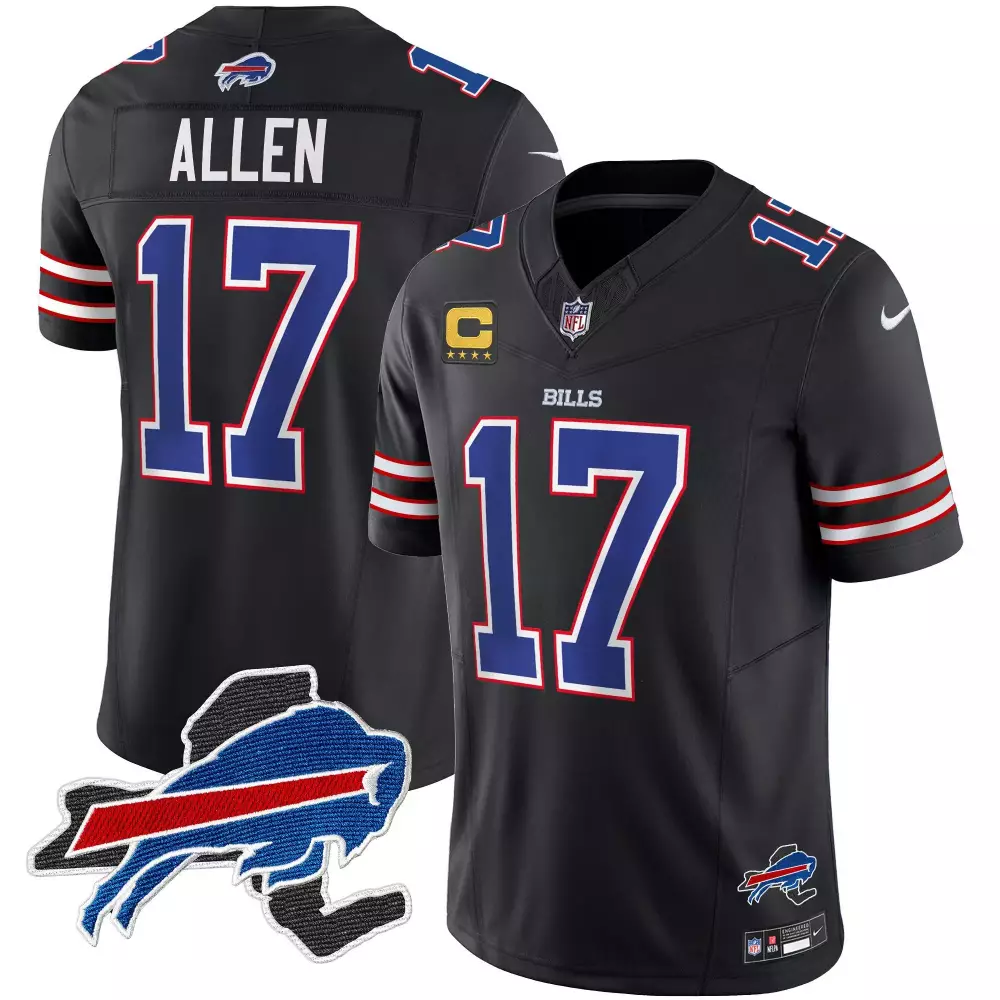 Allen 17 Buffalo Bills Jersey Black C-patch Men NFL Alternate Blue Red White Vapor