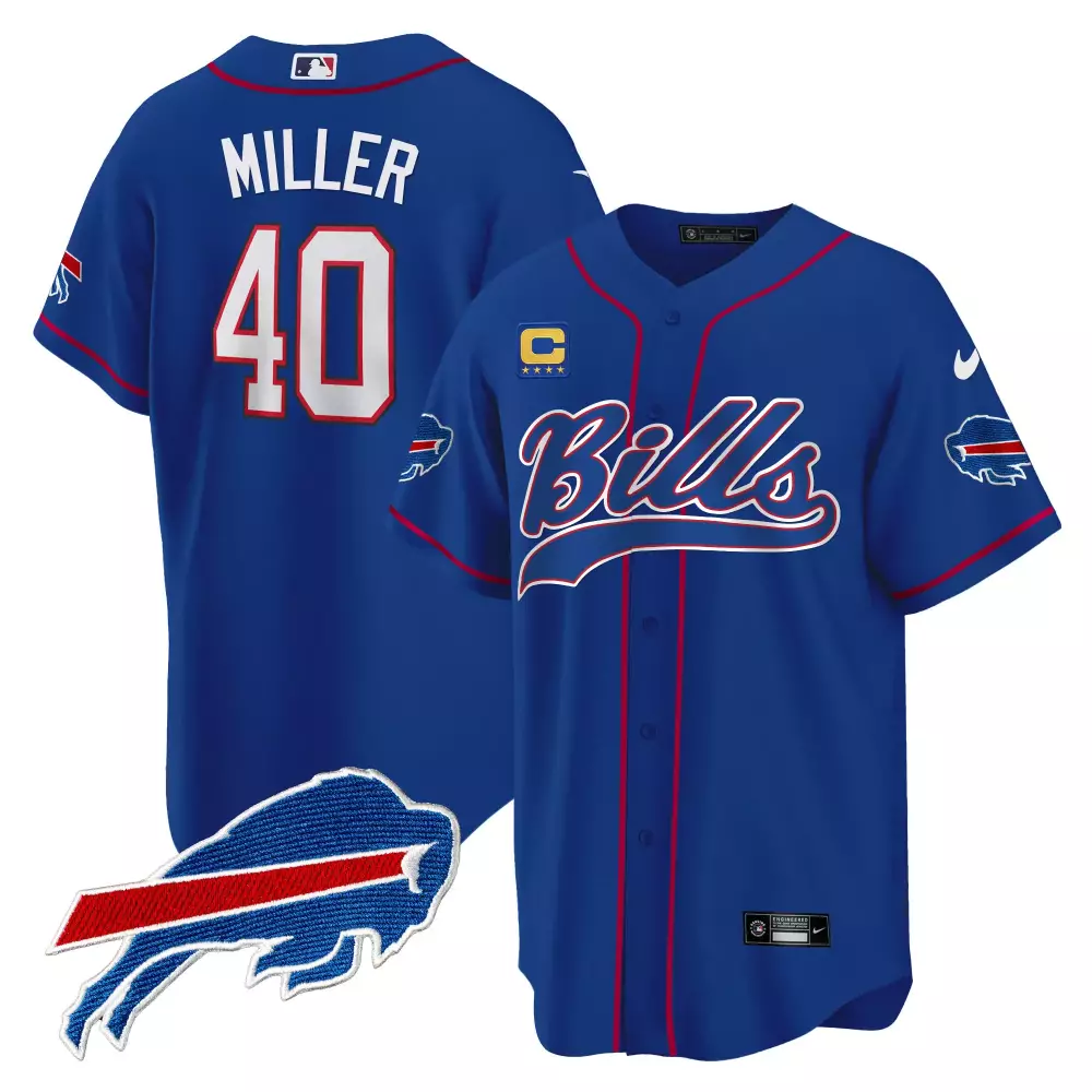 Von Miller 40 Bills Jersey Royal Blue Buffalo Men Red White All Stitched Vapor