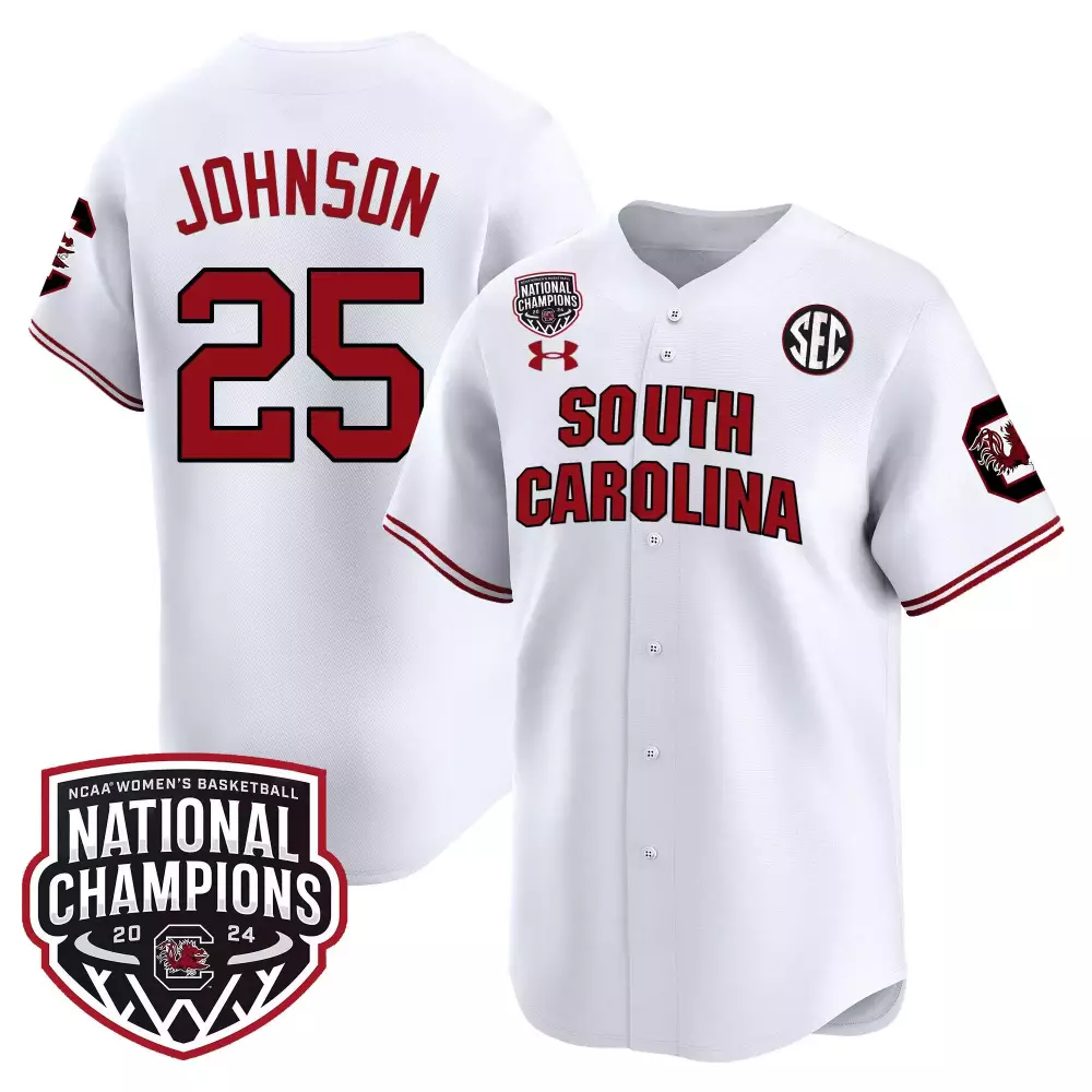 Raven Johnson 25 Jersey White National Champions South Carolina Gamecocks 2024 Women