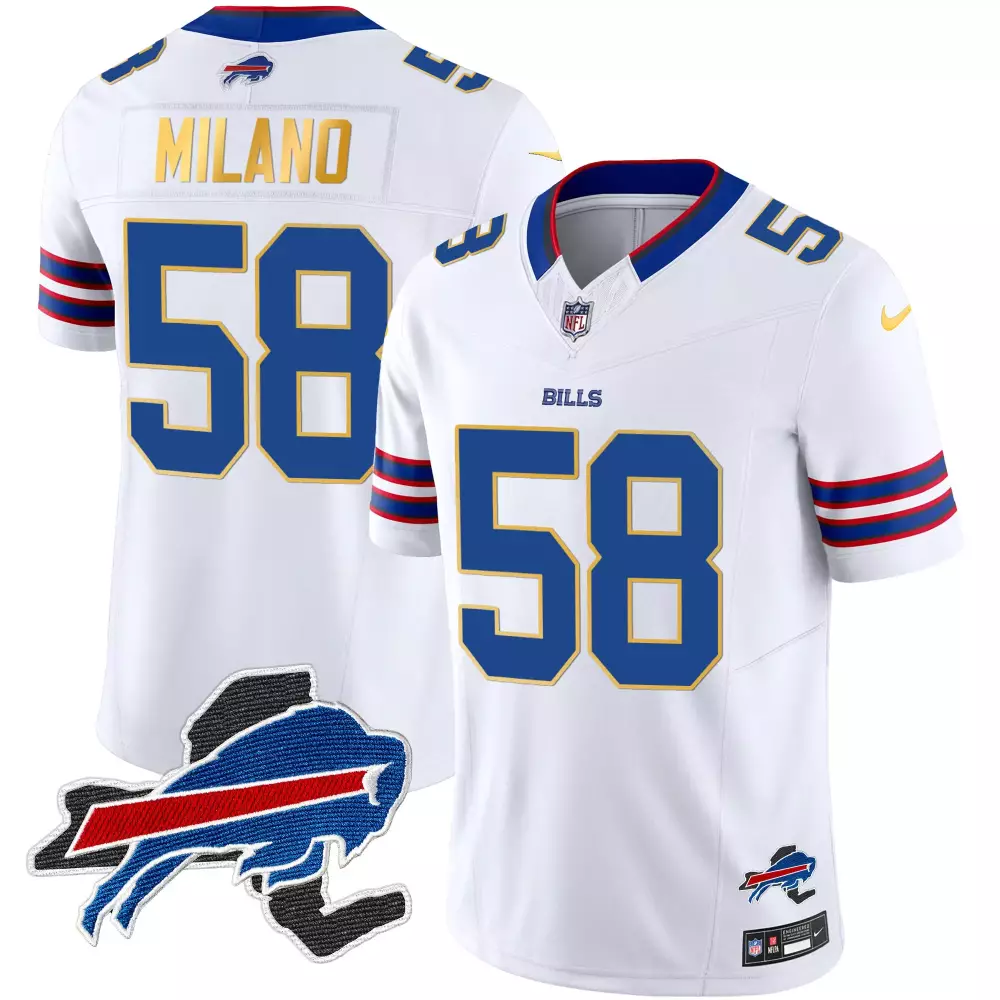 Matt Milano 58 Buffalo Bills Jersey White Men Player Blue Red Yellow All Stitched