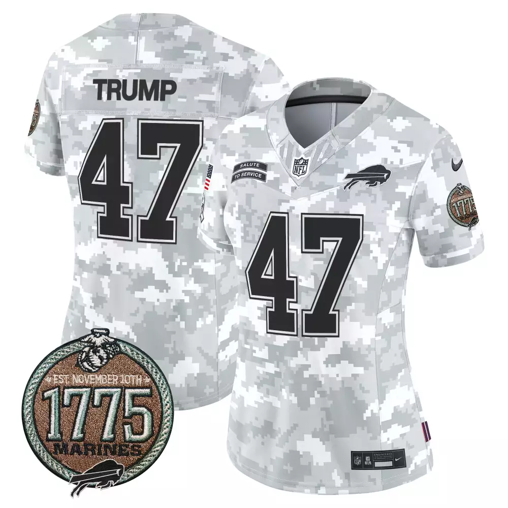 Donald Trump 47 Buffalo Bills Jersey White Salute To Service 1775 Marines 2023 Men