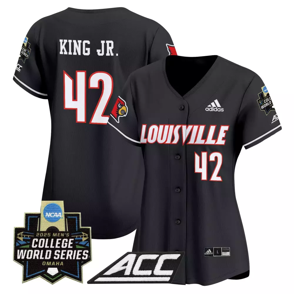 King Jr. 42 Louisville Jersey Black Ncaa College World Series Men White Red Vapor