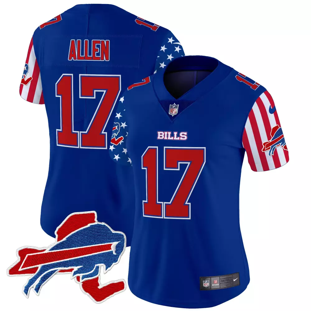 Josh Allen 17 Buffalo Bills Jersey Royal Blue Men Split Design Red White Vapor Limited