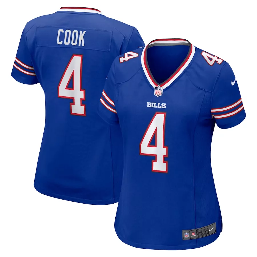 James Cook 4 Bills Jersey Blue Women Replica White Red All Stitched Vapor