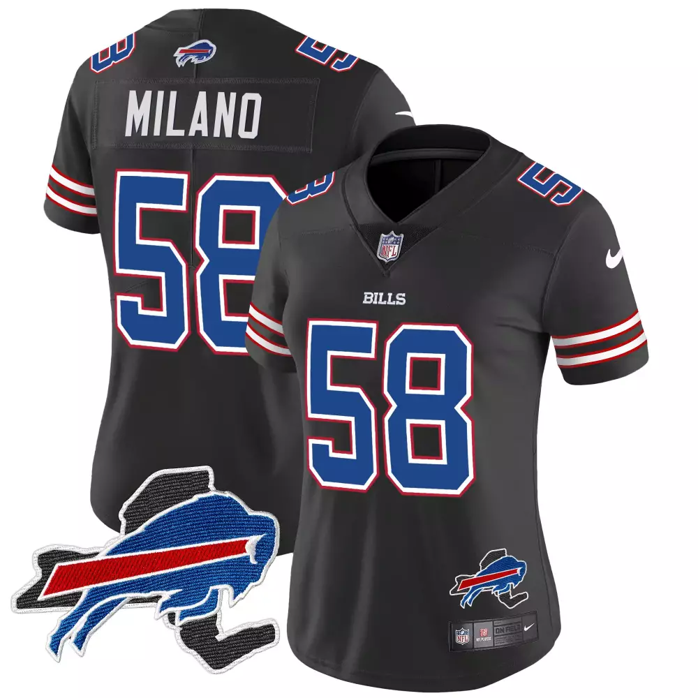 Matt Milano 58 Bills Jersey Black Buffalo Women Authentic Blue Red White All Stitched