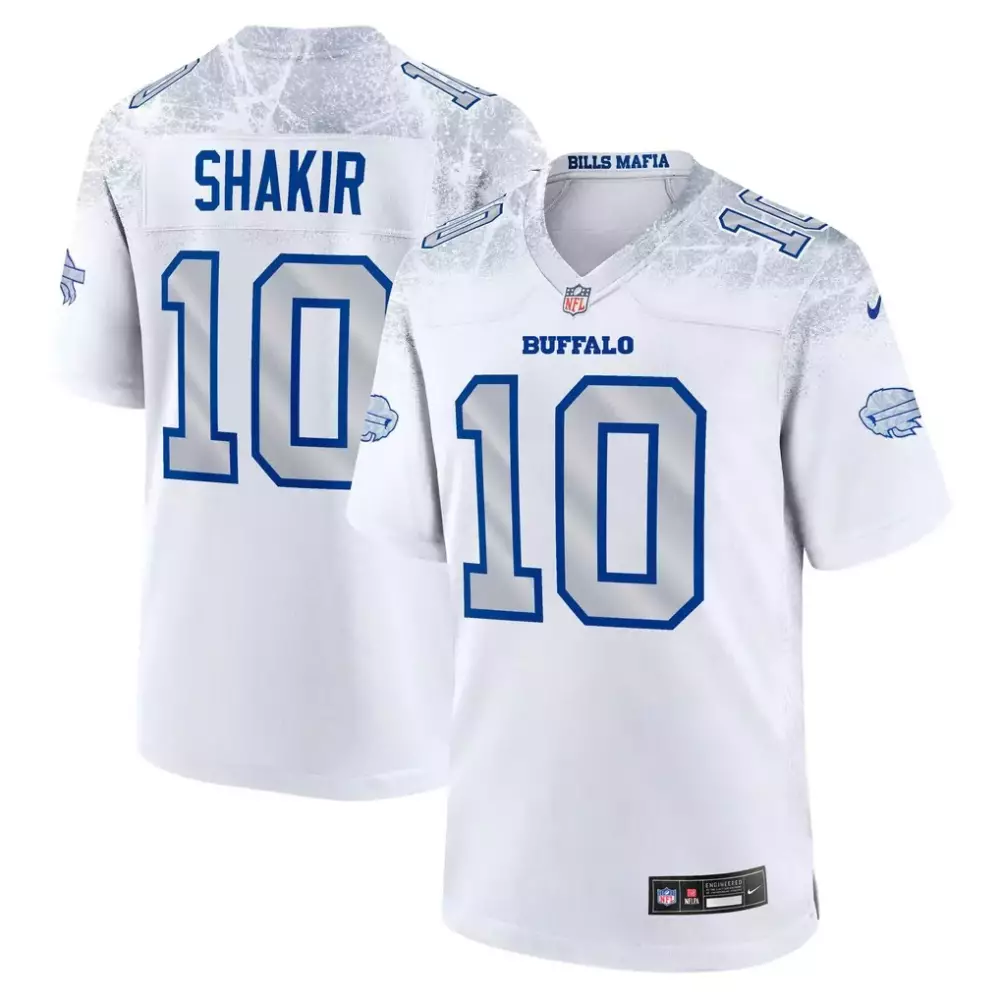 Khalil Shakir 10 Buffalo Bills Jersey White Mafia Men Player Alternate Blue Grey