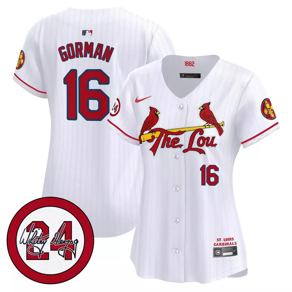 Nolan Gorman 16 Jersey White The Lou St. Louis Cardinals Women Red Navy Vapor Premier