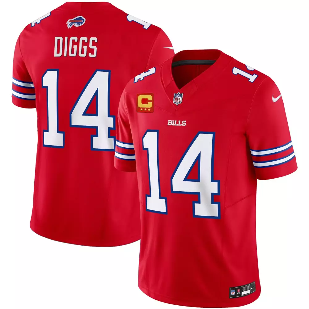 Stefon Diggs 14 Bills Jersey Red 2023 Men Elite White Blue All Stitched Vapor