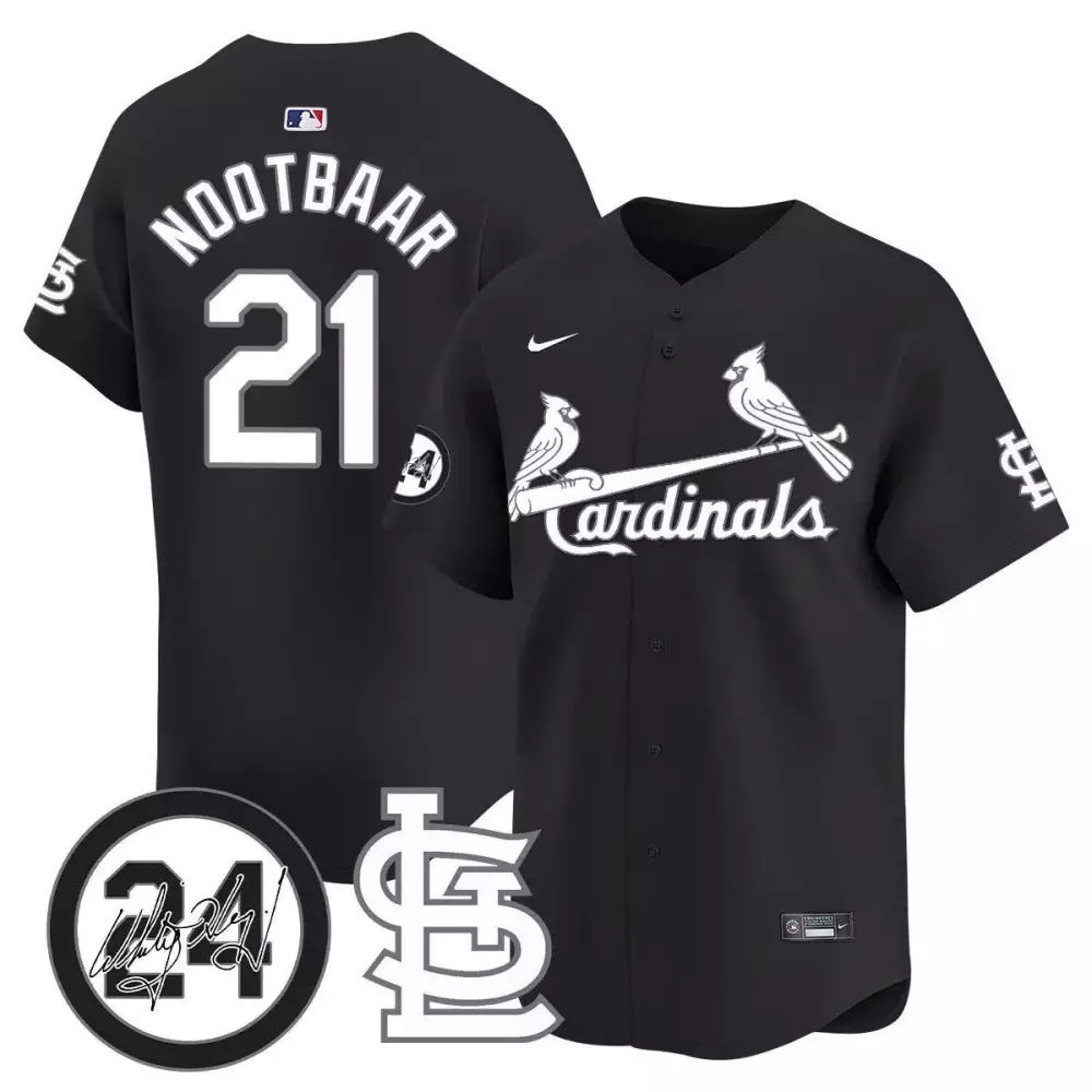 Lars Nootbaar 21 Cardinals Jersey Black Men White Vapor Premier Limited All Stitched
