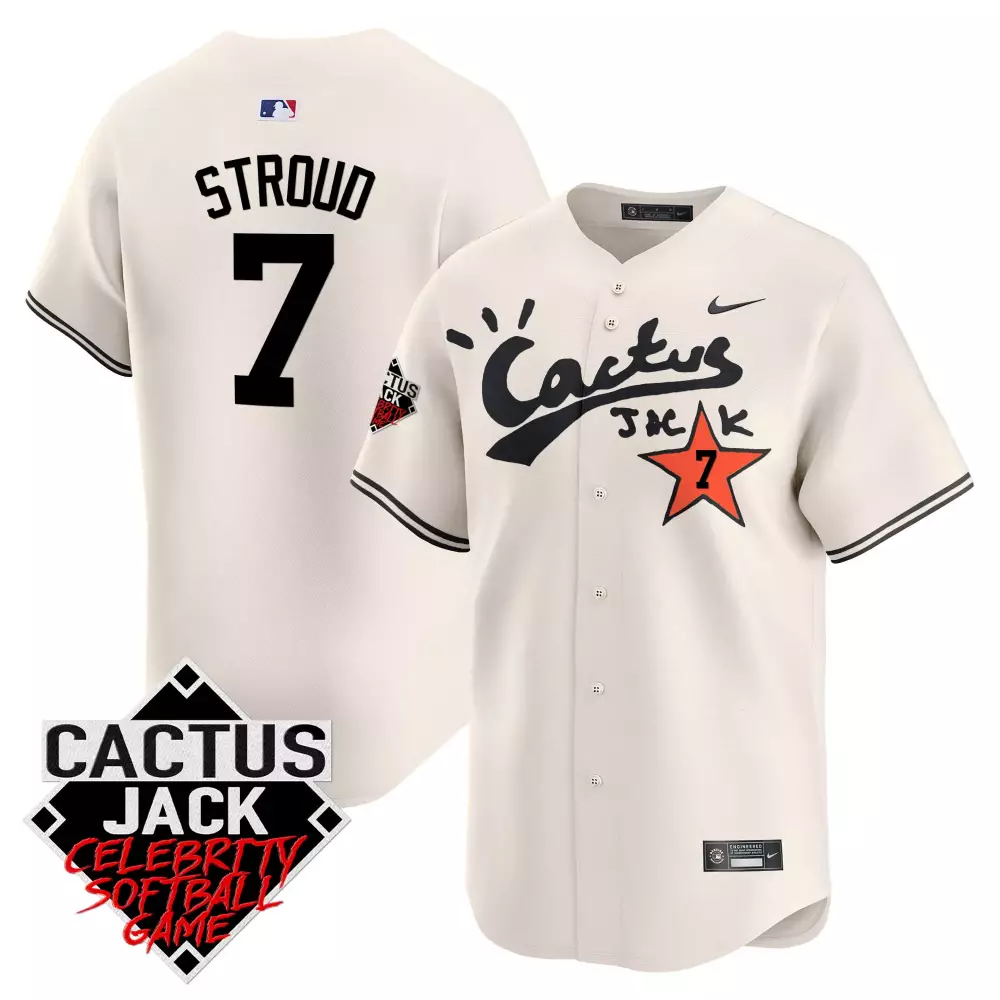 Stroud Celebrity 7 Cactus Jack Jersey Cream Men Black Orange Game Stitched