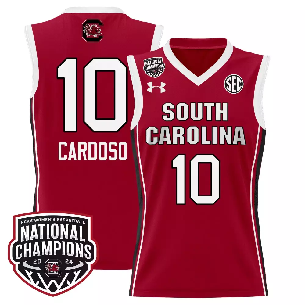 Kamilla Cardoso 10 South Carolina Jersey Maroon National Champions Women White All