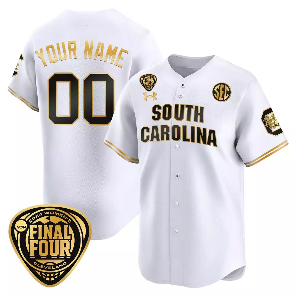 Custom South Carolina Jersey White 2024 Final Four Under Armour Women Black Gold