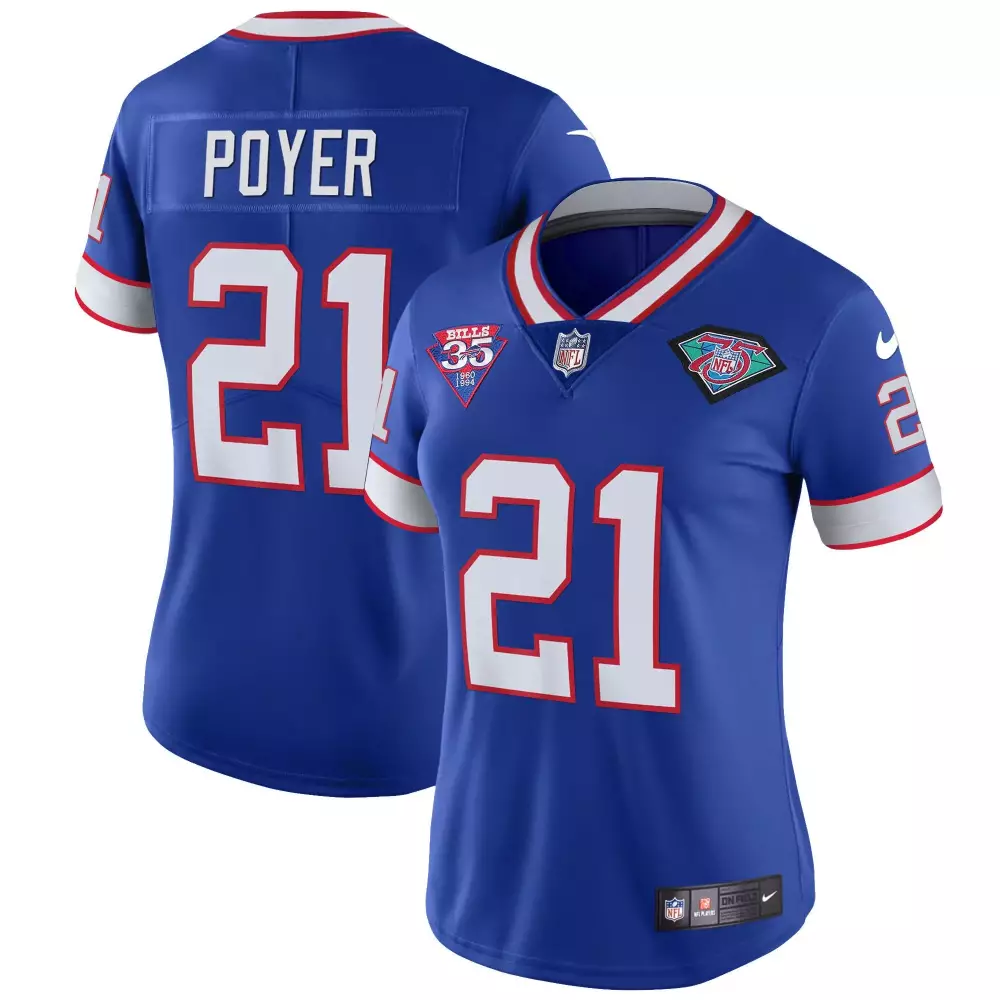Poyer 21 Bills Jersey Blue 35th Anniversary 35 1960 1994 Men Standard White Red Throwback