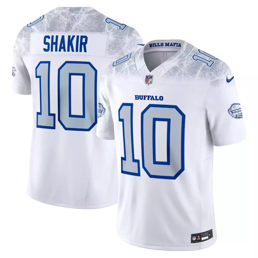 Khalil Shakir 10 Buffalo Bills Jersey White Mafia Men Game Blue Gray All Stitched