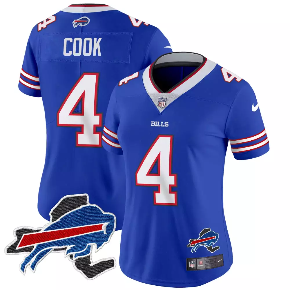 James Cook 4 Bills Jersey Blue Women White Red All Stitched Vapor
