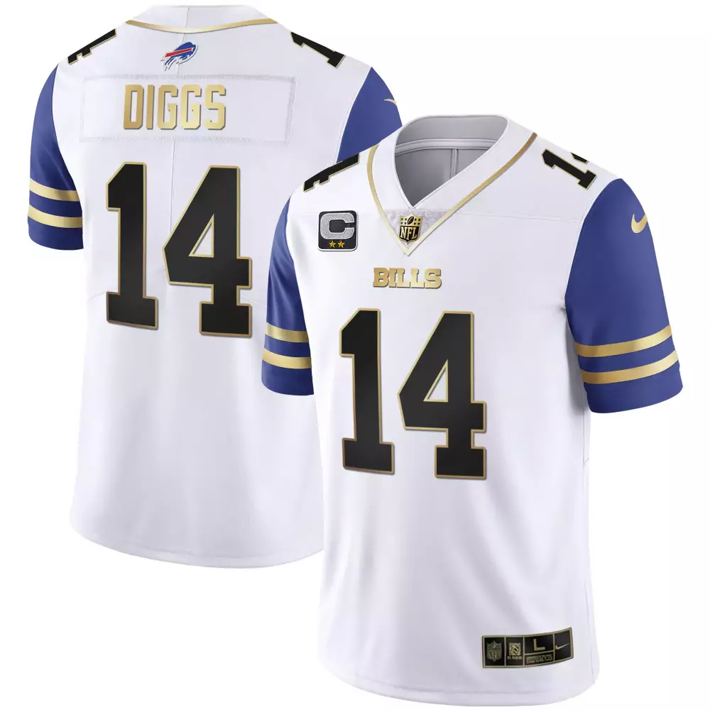 Stefon Diggs 14 Bills Jersey White Men Standard Alternate Royal Blue Gold All Stitched