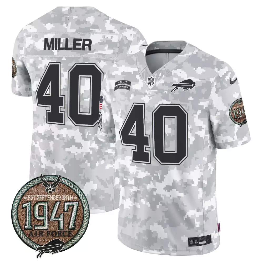 Von Miller 40 Buffalo Bills Jersey White Salute To Service 1947 Air Force Men Alternate