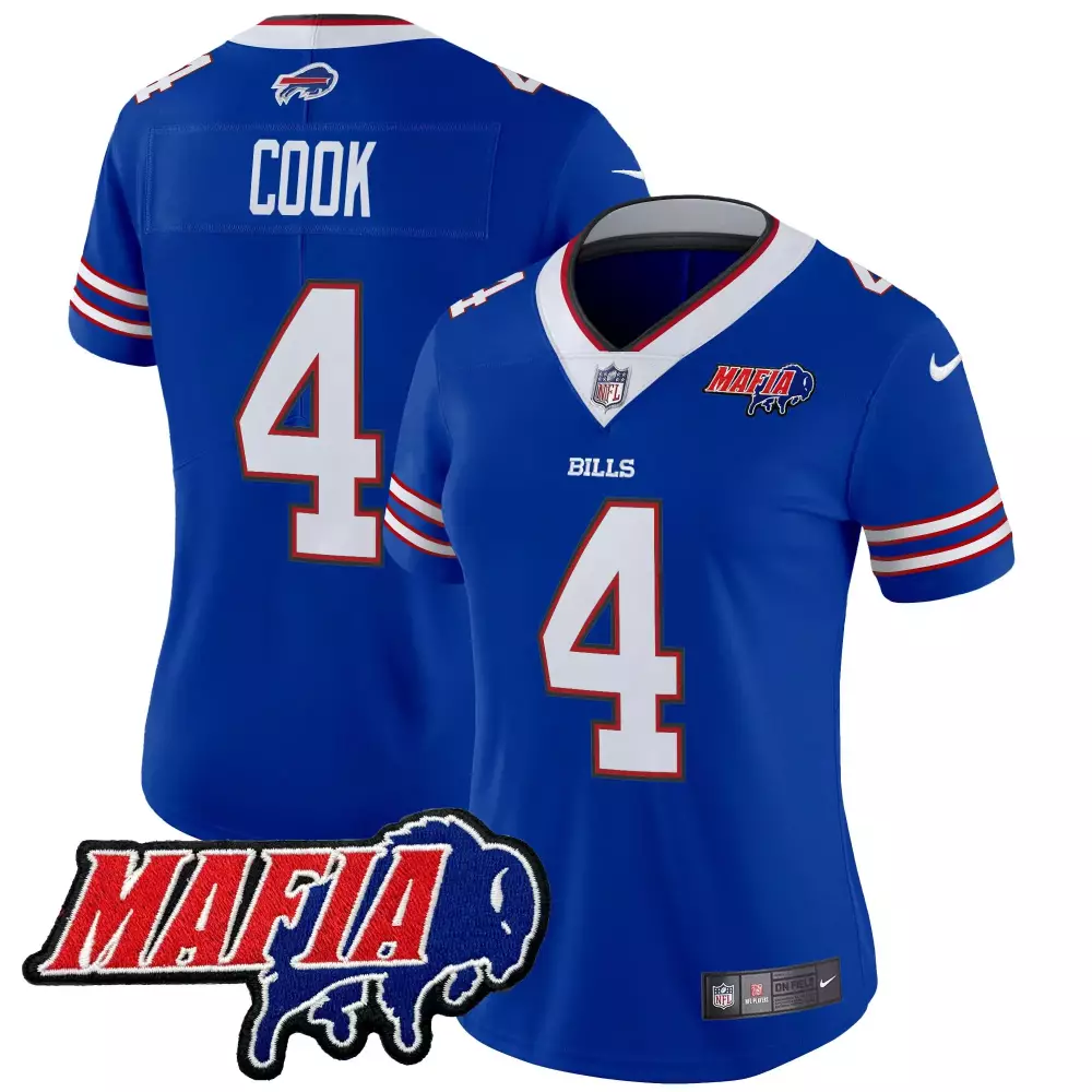 James Cook 4 Bills Jersey Blue Mafia Men Replica Red White Vapor Embroidered