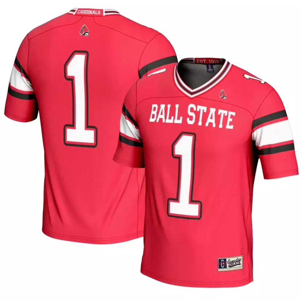 Ball State 1 Cardinals Jersey Red Gameday Breath Men White Black