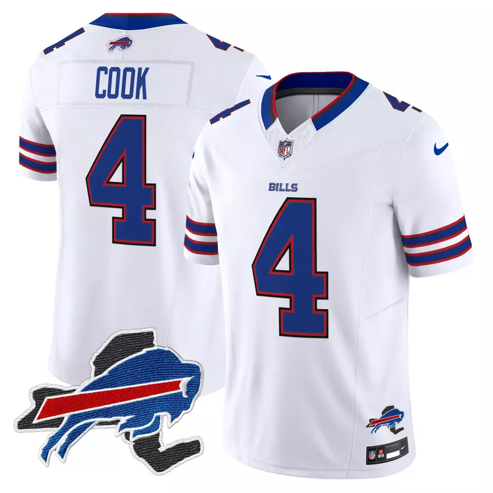 James Cook 4 Buffalo Bills Jersey White Men Standard Blue Red Vapor Limited v3 All