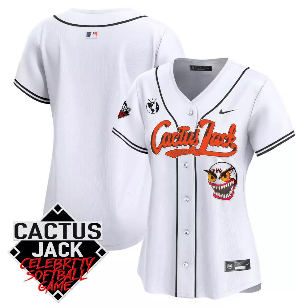 Cactus Jack Jersey White Celebrity Softball Game Orange Black All Stitched Vapor