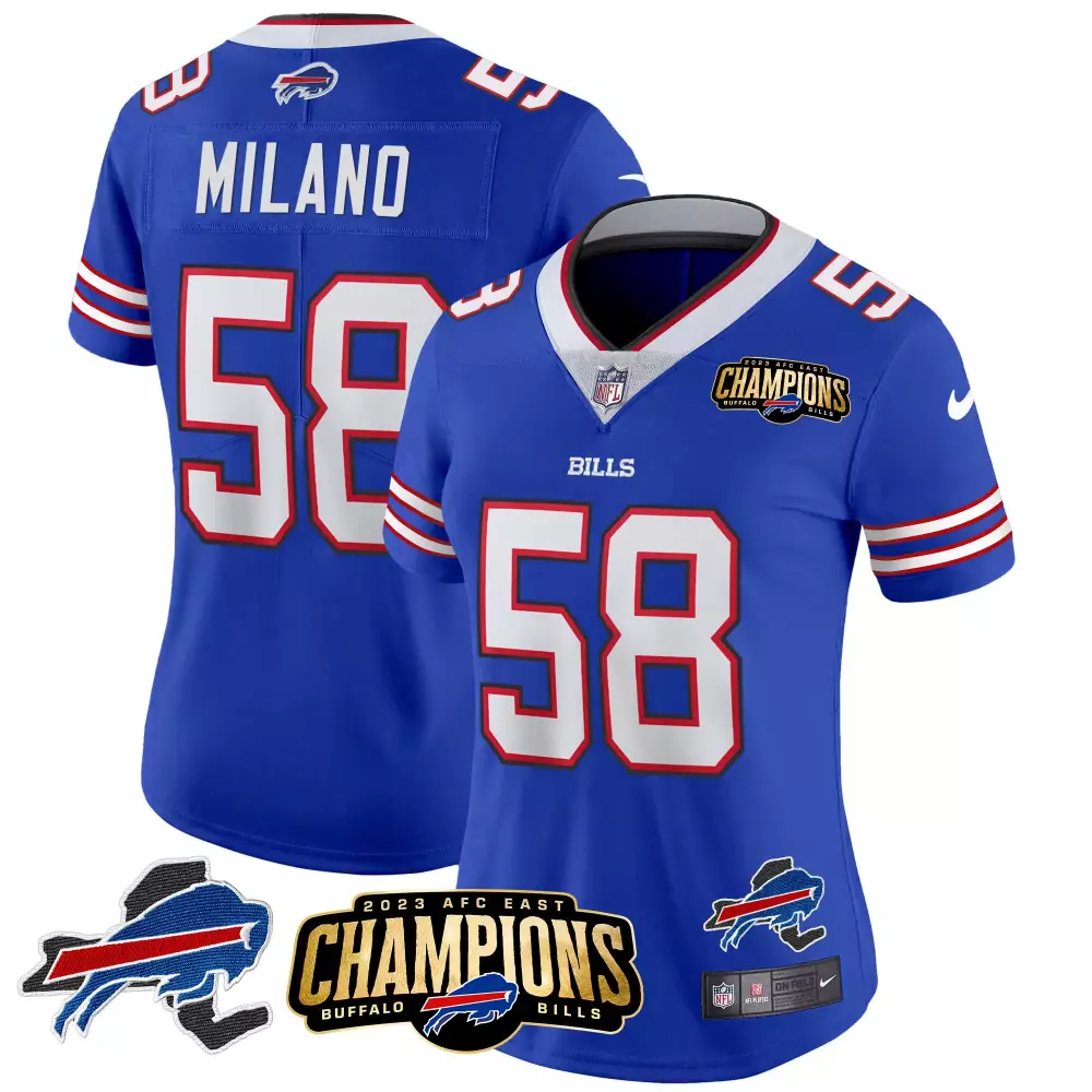 Matt Milano 58 Buffalo Bills Jersey Royal Blue 2023 AFC East Champions Men Authentic