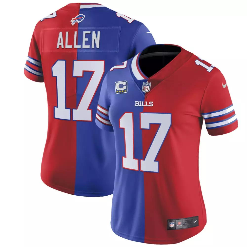 Josh Allen 17 Buffalo Bills Jersey Red Men NFL Split Design Royal Blue White All