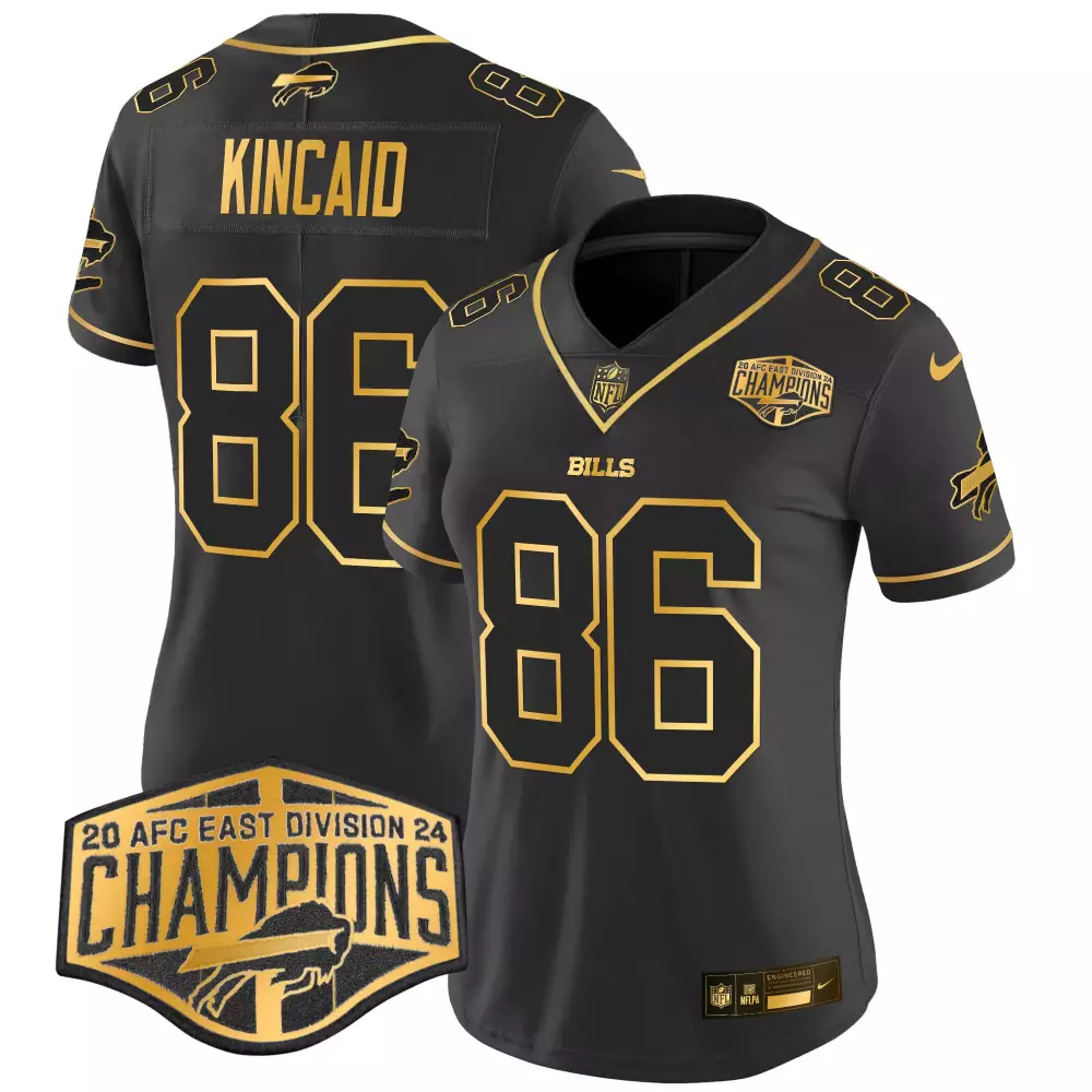 Dalton Kincaid 86 Bills Jersey Black Men Game Gold Vapor Limited All Stitched