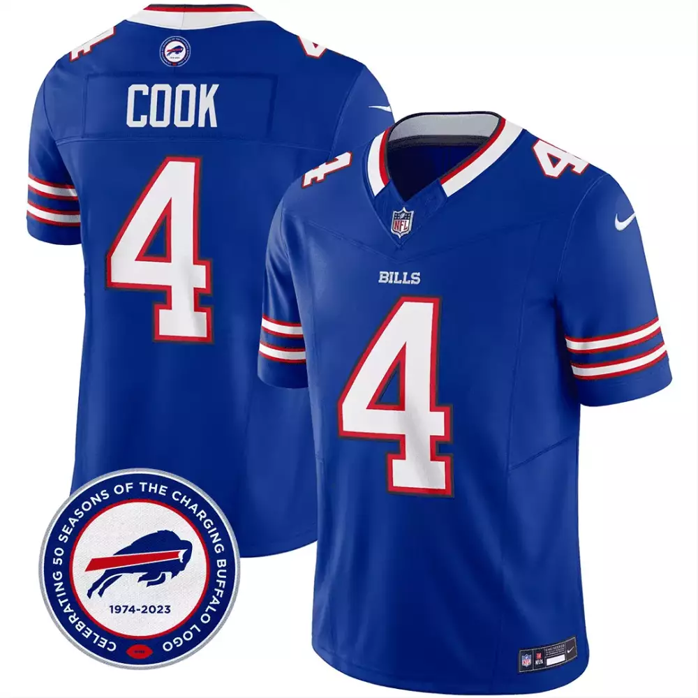 James Cook 4 Buffalo Bills Jersey Blue Men White Red Vapor Limited All Stitched