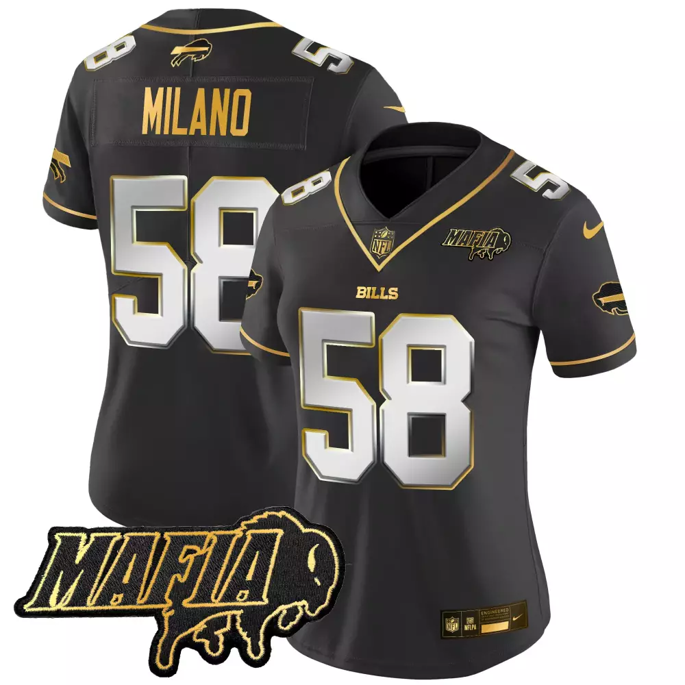 Matt Milano 58 Bills Jersey Black Mafia Men Alternate Gold Silver Vapor Stitched