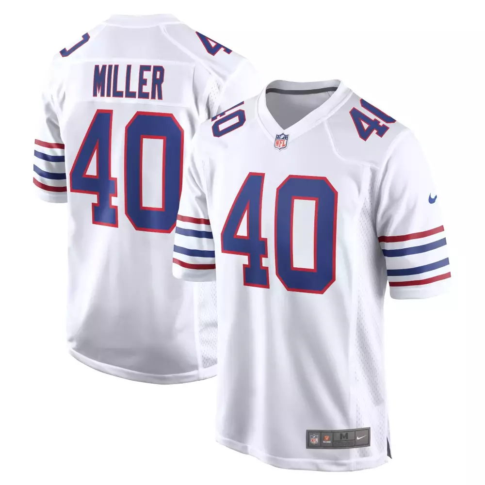 Von Miller 40 Buffalo Bills Jersey White Men Alternate Blue Red All Stitched
