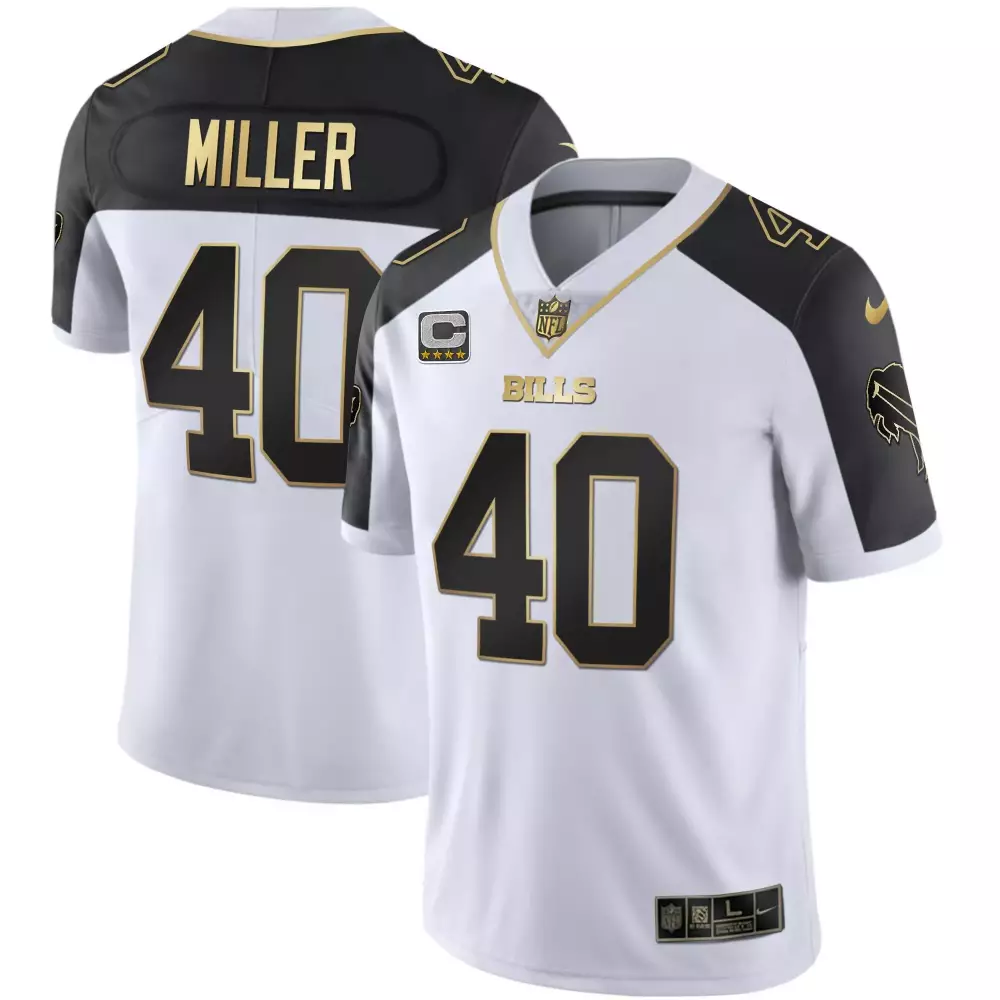 Von Miller 40 Bills Jersey White Men Alternate Split Design Black Gold Vapor Limited