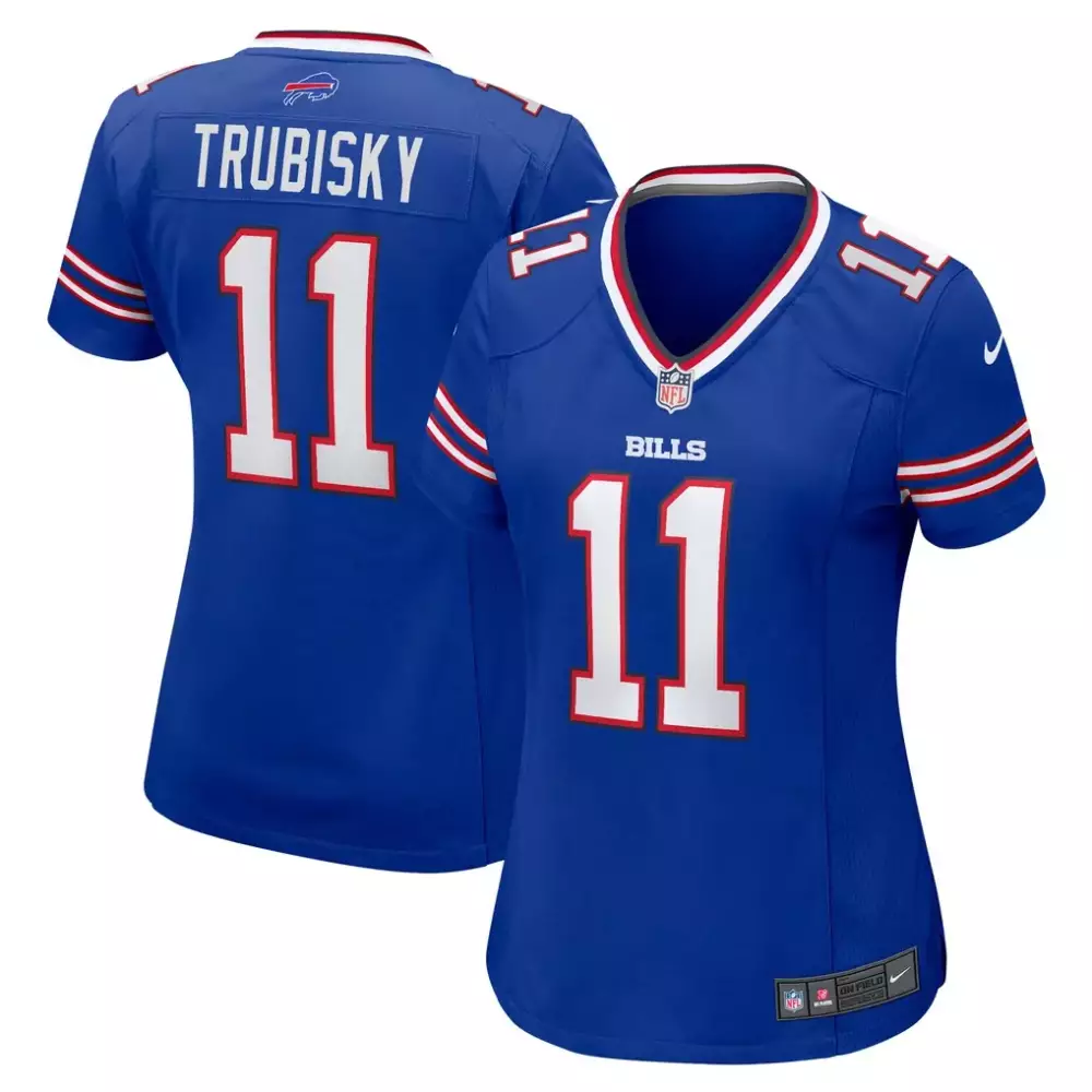 Mitchell Trubisky 11 Jersey Royal Blue Buffalo Bills Men White Red Game