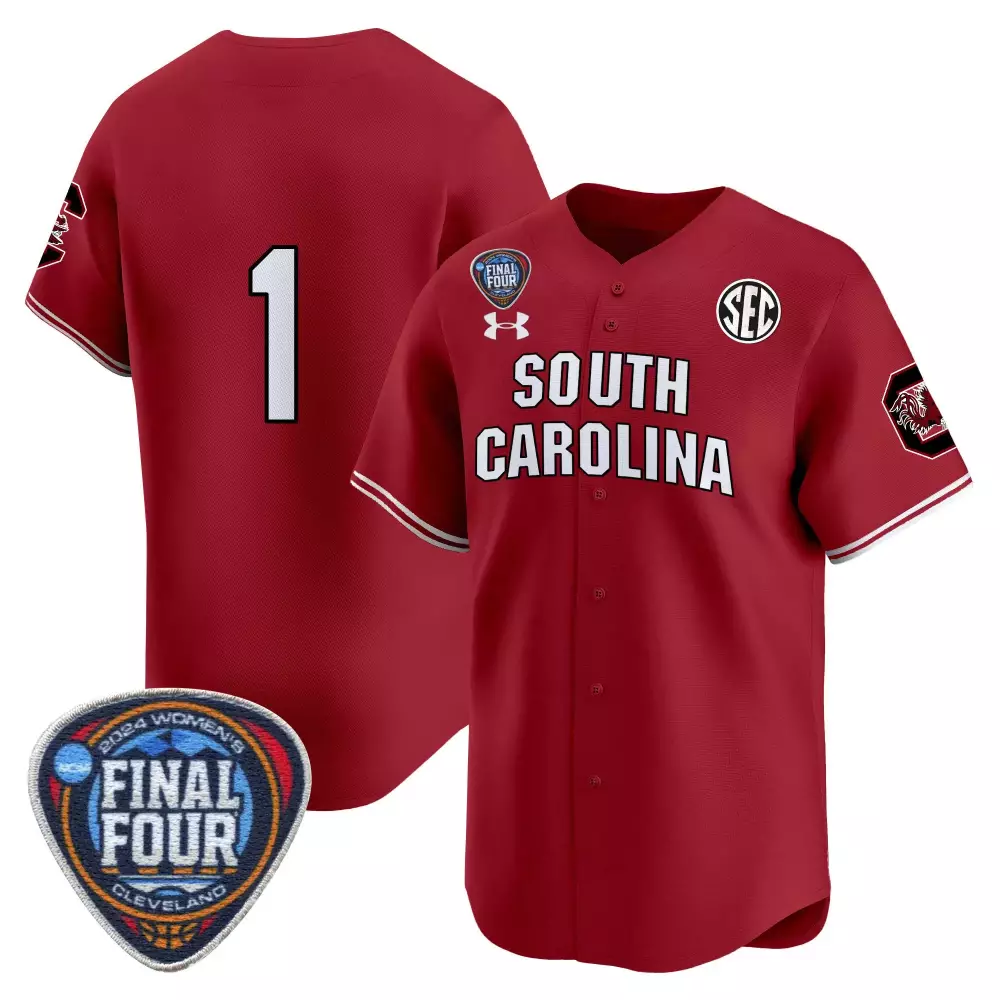Custom South Carolina 1 Jersey Maroon 2024 Women's Final Four Gamecocks Women White