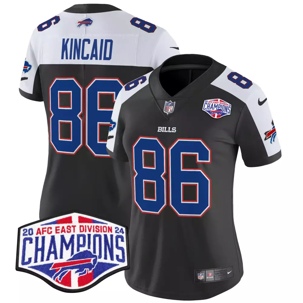 Dalton Kincaid 86 Bills Jersey Black 2024 AFC East Division 24 Champions Men Replica