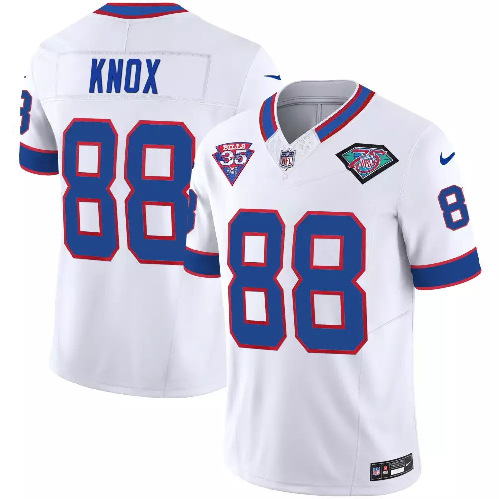 Dawson Knox 88 Bills Jersey White 35th Anniversary 75th Men Replica Blue Red All