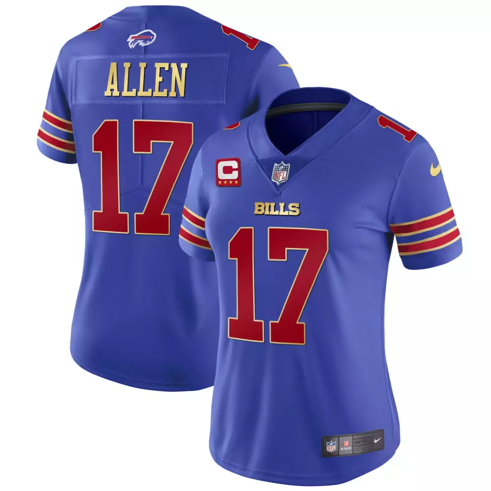Josh Allen 17 Bills Jersey Royal Blue Men NFL Red Gold All Stitched Vapor Limited