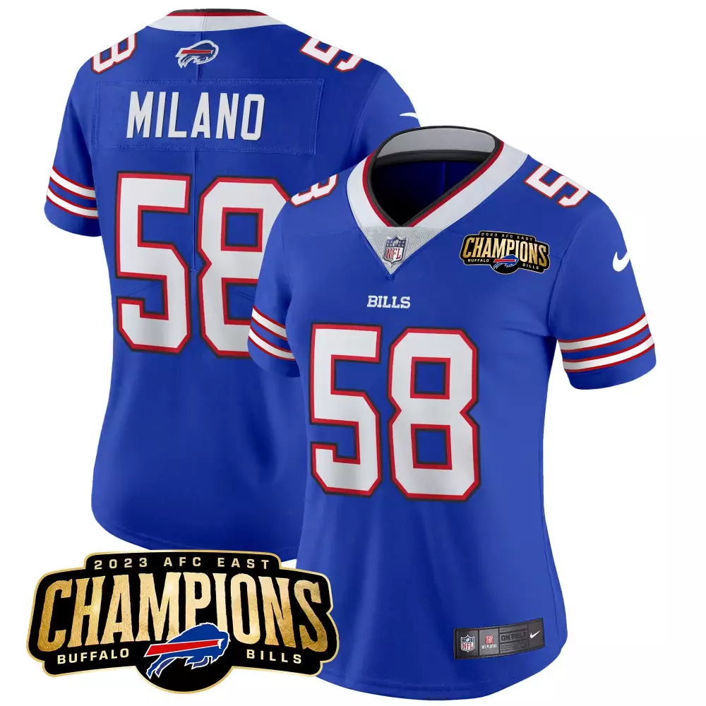 Matt Milano 58 Buffalo Bills Jersey Royal Blue AFC East Champions 2023 Men White