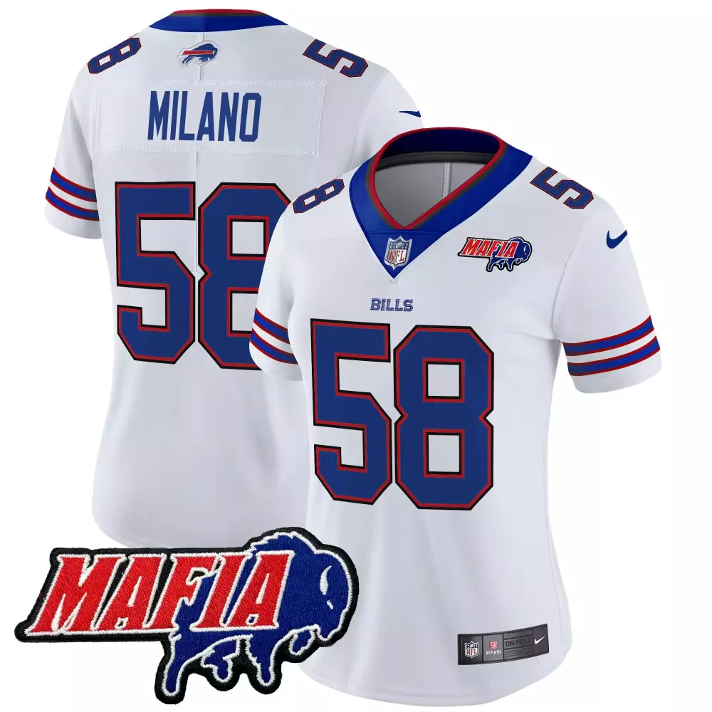 Matt Milano 58 Buffalo Bills Jersey White Mafia Men Replica Blue Red Stitched Limited