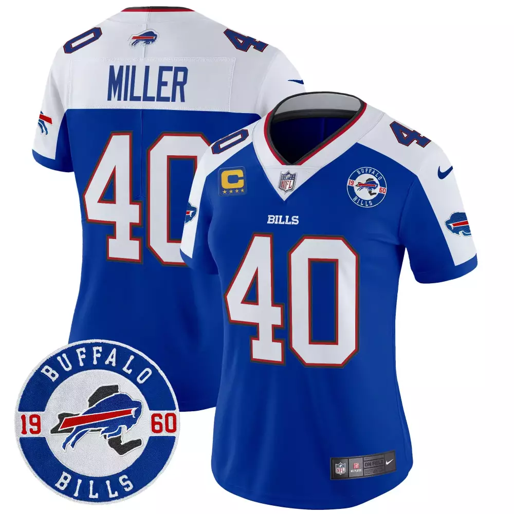 Von Miller 40 Buffalo Bills Jersey Royal Blue 1960 Women Replica White Red Alternate