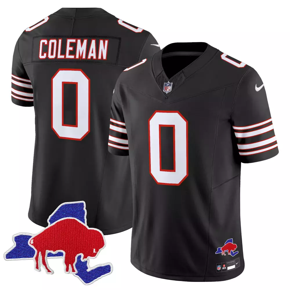Keon Coleman Buffalo Bills Jersey Black Men NFL Red White Throwback Vapor Limited