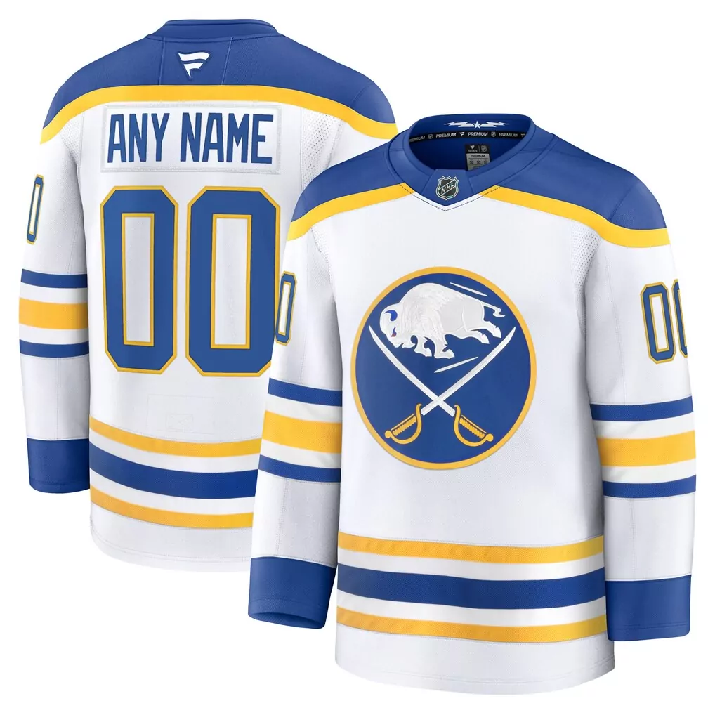 Buffalo Sabres Jersey White Men Royal Blue Gold Away Custom
