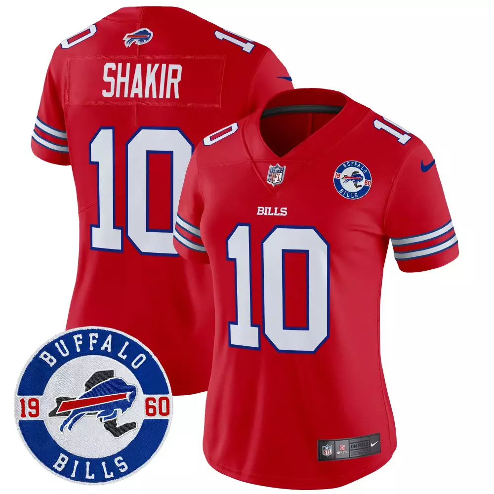 Khalil Shakir 10 Buffalo Bills Jersey Red 1960 Men Authentic White Blue Vapor Limited