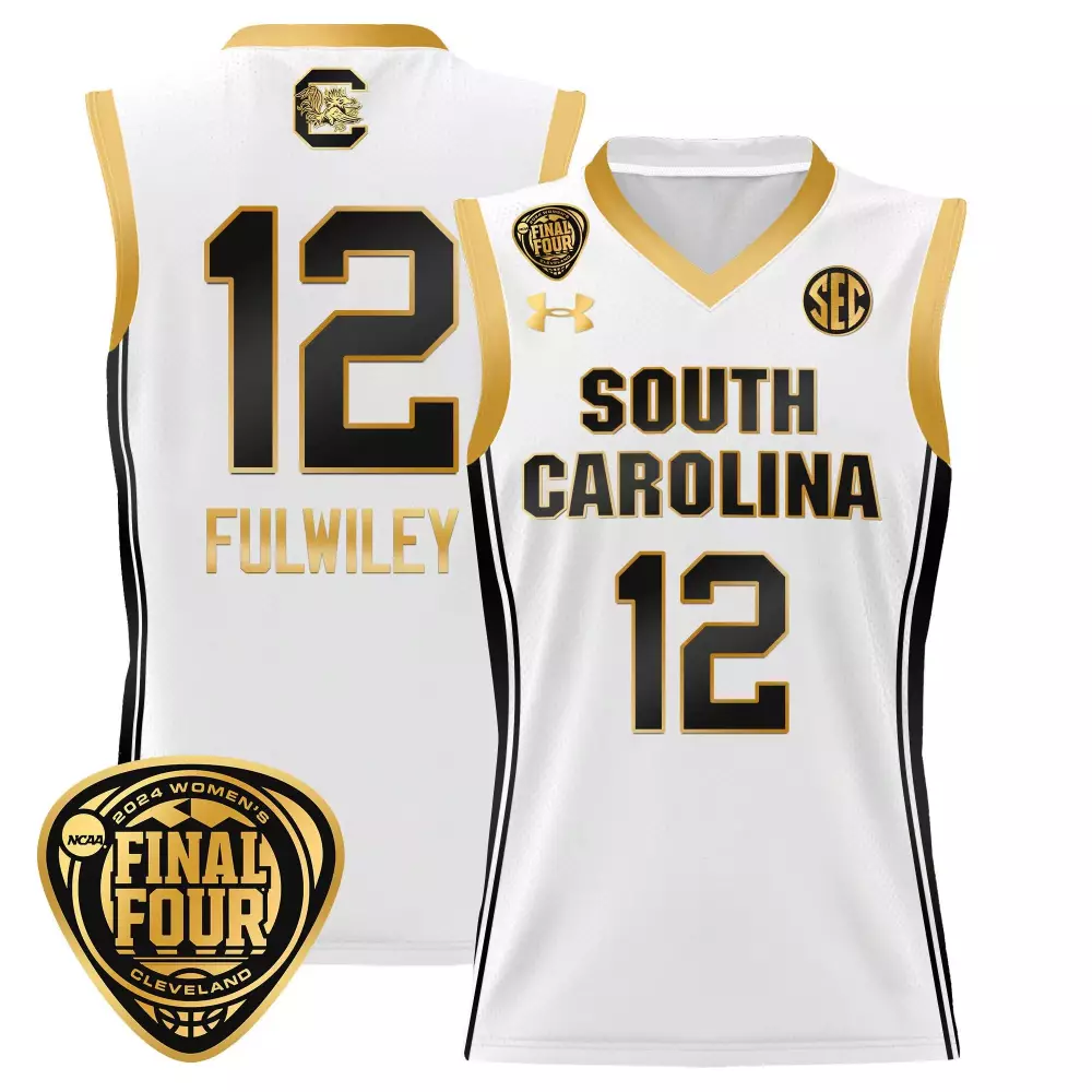 Milaysia Fulwiley 12 Jersey White 2024 Women's Final Four South Carolina Cleveland