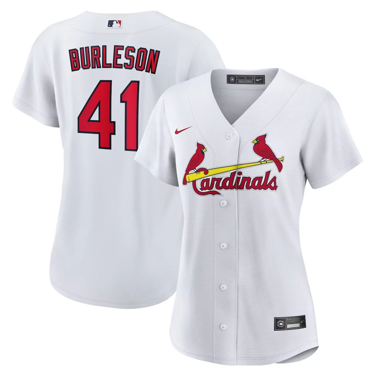 Alec Burleson 41 Cardinals Jersey White Women Red Yellow Home