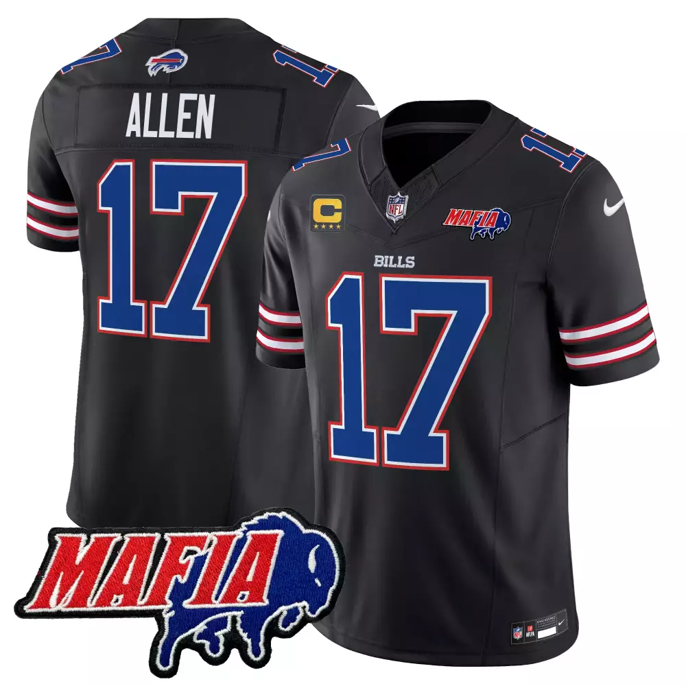 Josh Allen 17 Buffalo Bills Jersey Black Mafia Men Short Sleeve White Royal Blue